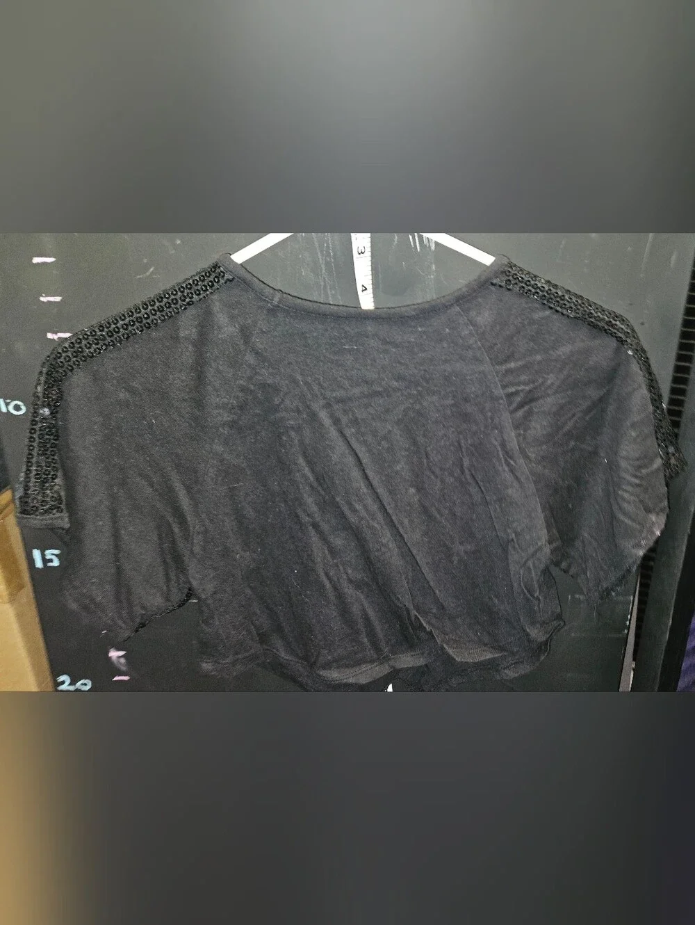 Justice Black Sequin Sleeve Heart Raglan Top - Blue Green White Size 5 Girls